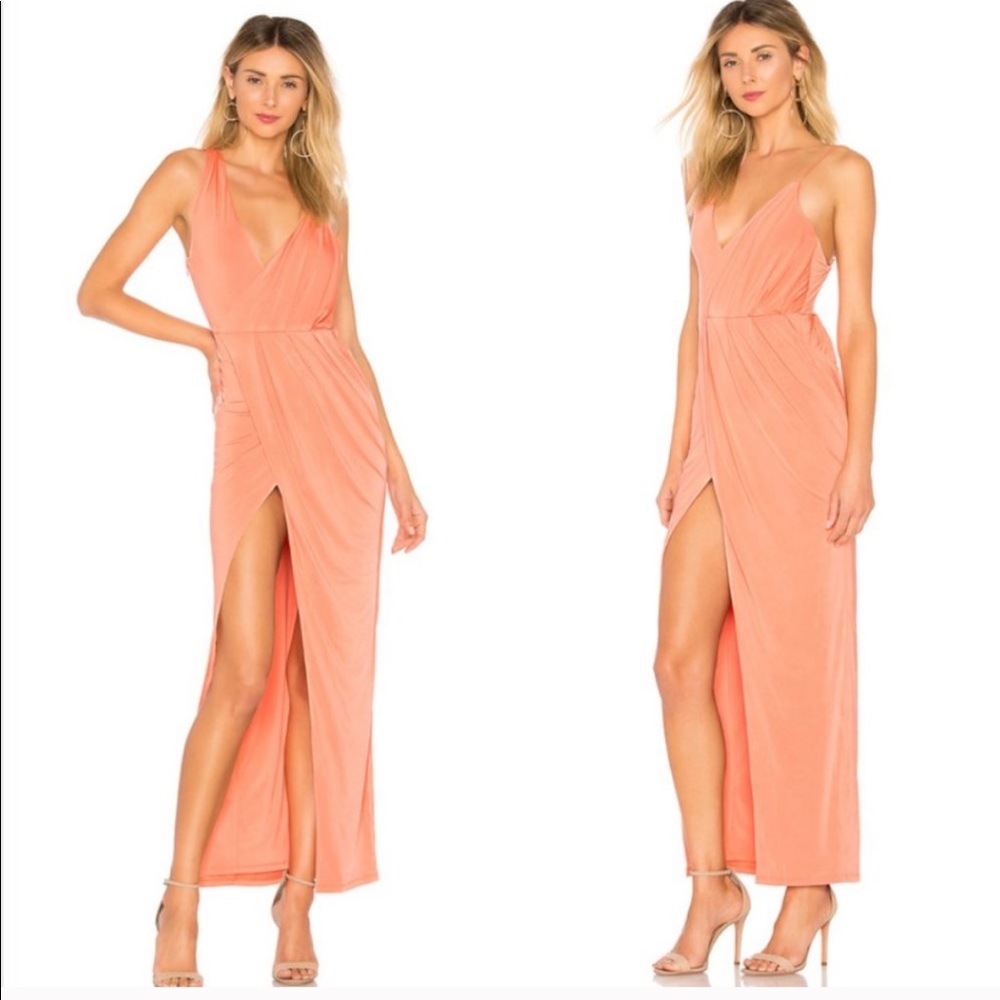 NBD REVOLVE Sangria Slit Gown in Sherbet Orange
